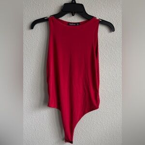 Boohoo Red Sleeveless High Neck Bodysuit Size 6